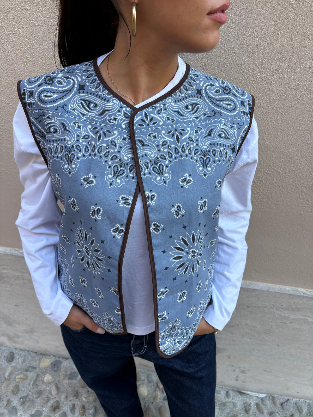 Gilet Double-face | Dark Chocolate & Blu Polvere