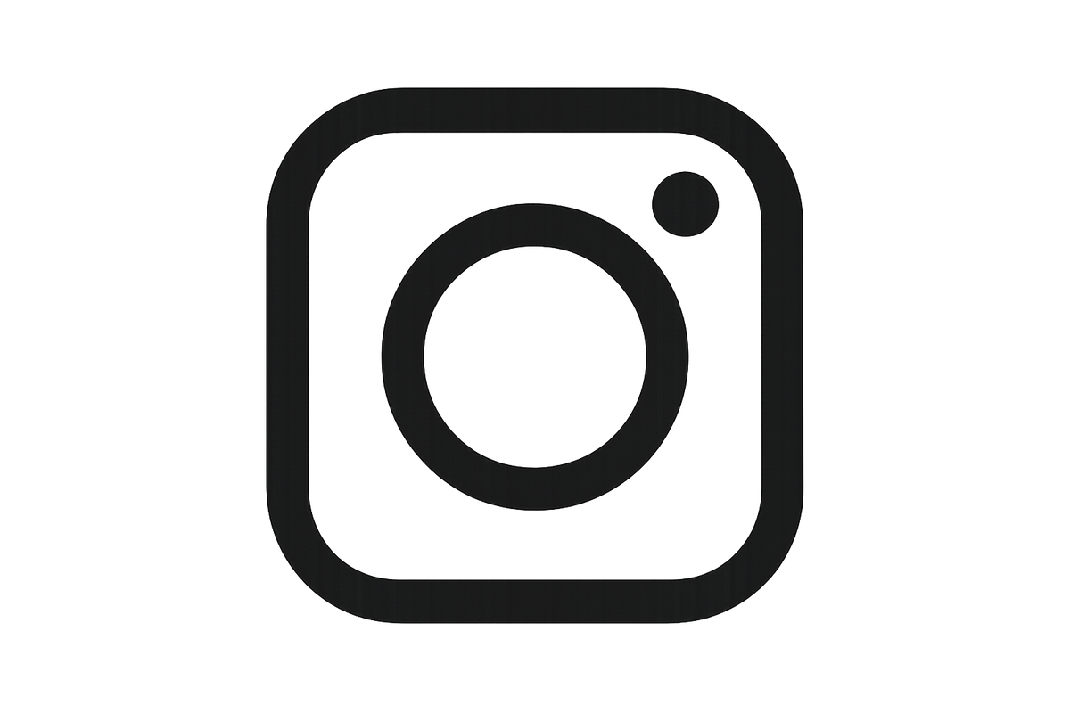 icona instagram stilizzata in bianco e neroù